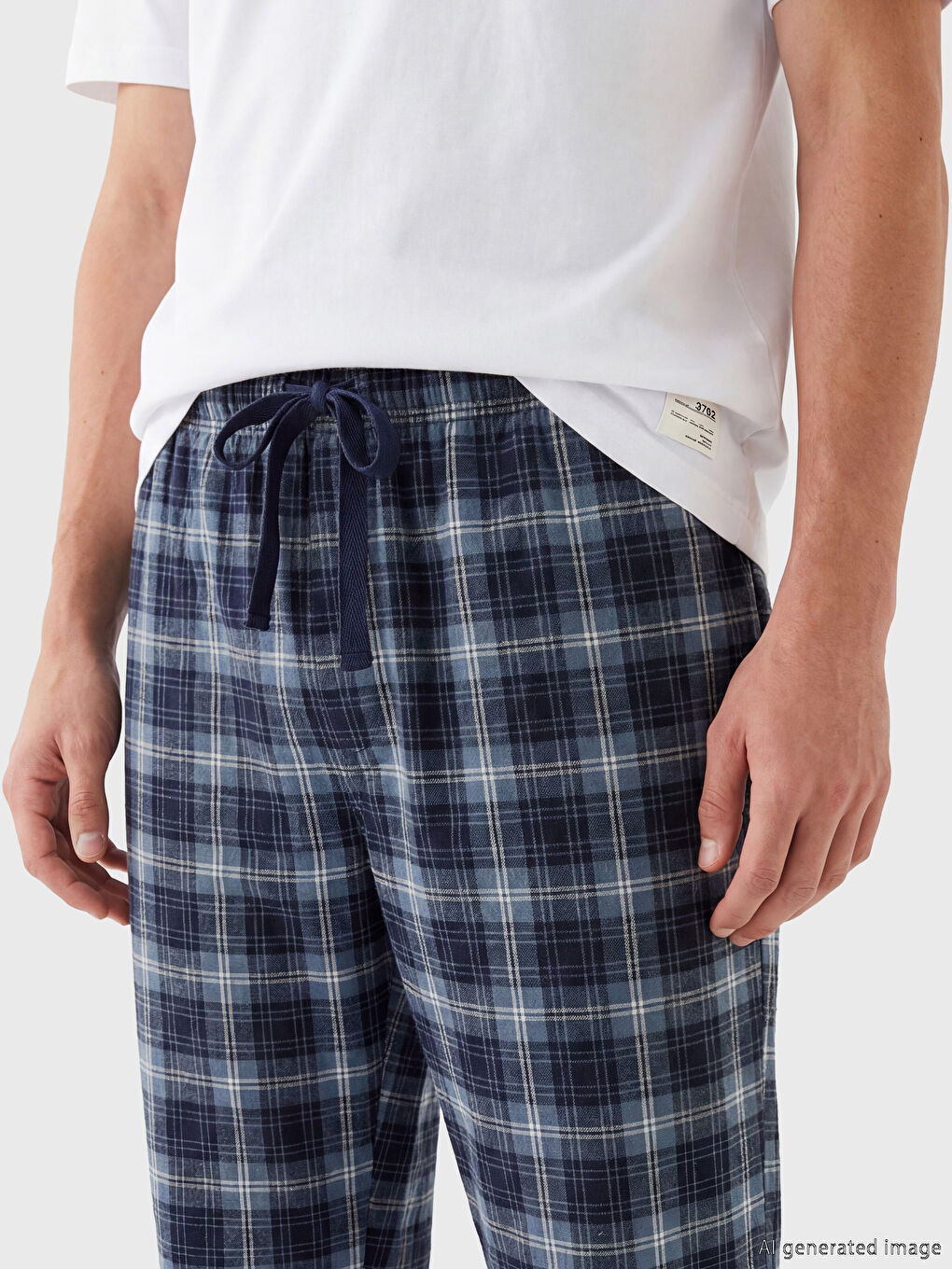 Mavi Standart Kalıp Ekose Erkek Pijama Altı-2