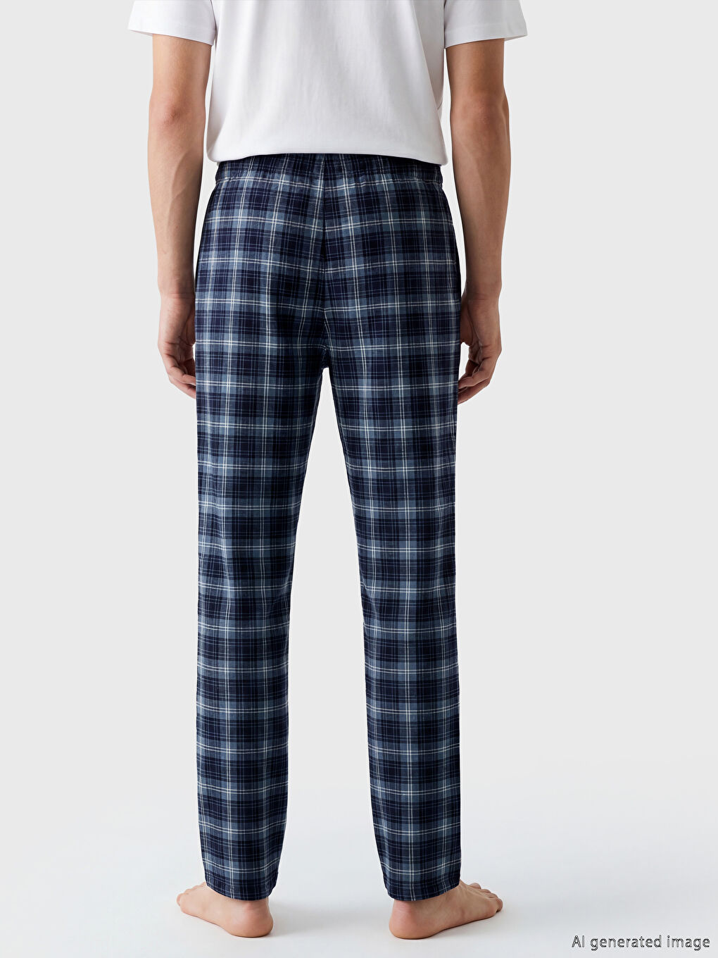 Mavi Standart Kalıp Ekose Erkek Pijama Altı-3