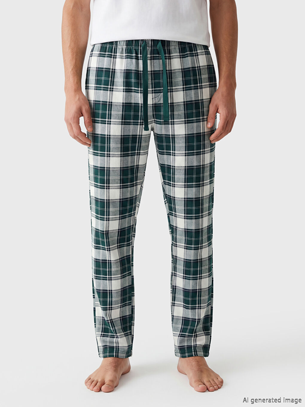 Yeşil Standart Kalıp Ekose Erkek Pijama Altı-1