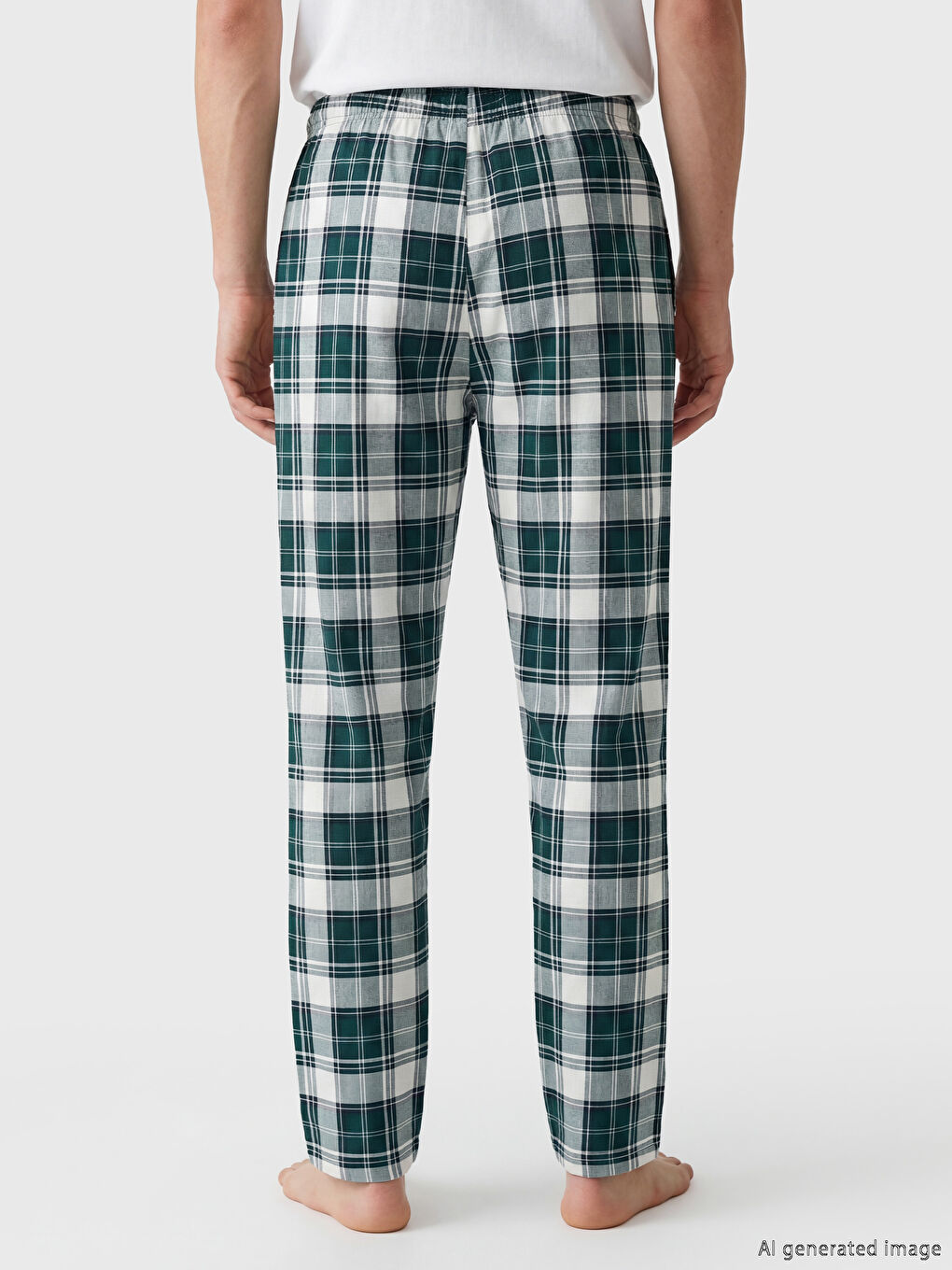 Yeşil Standart Kalıp Ekose Erkek Pijama Altı-3