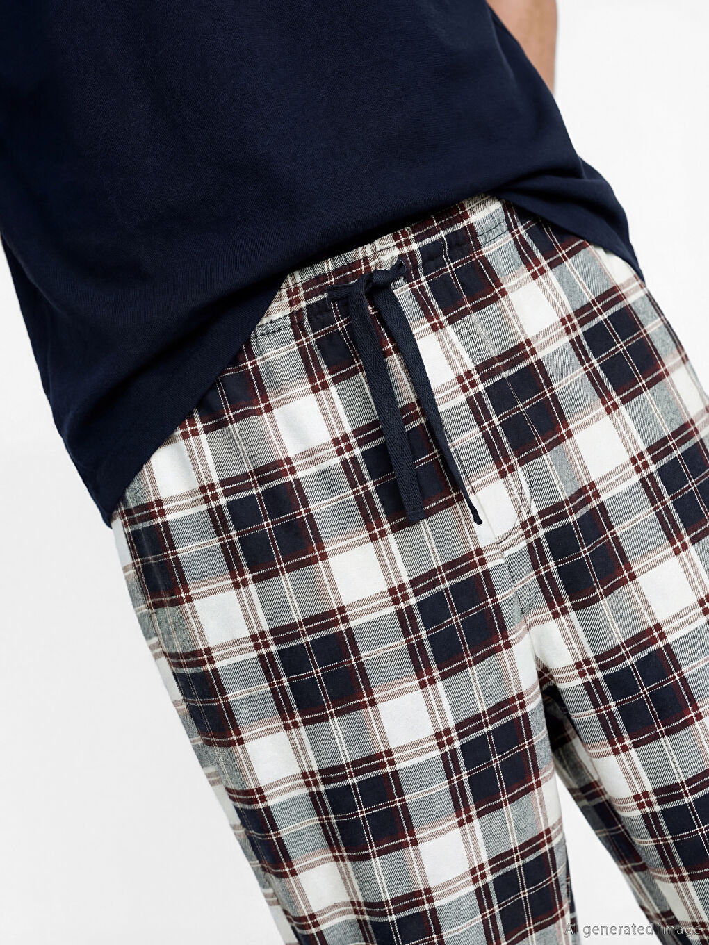 Lacivert Standart Kalıp Ekose Erkek Pijama Altı-3