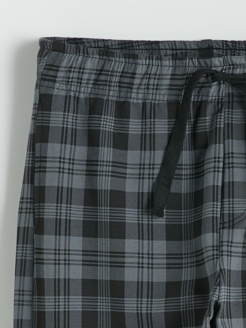 Siyah Standart Kalıp Ekose Erkek Pijama Alt-1