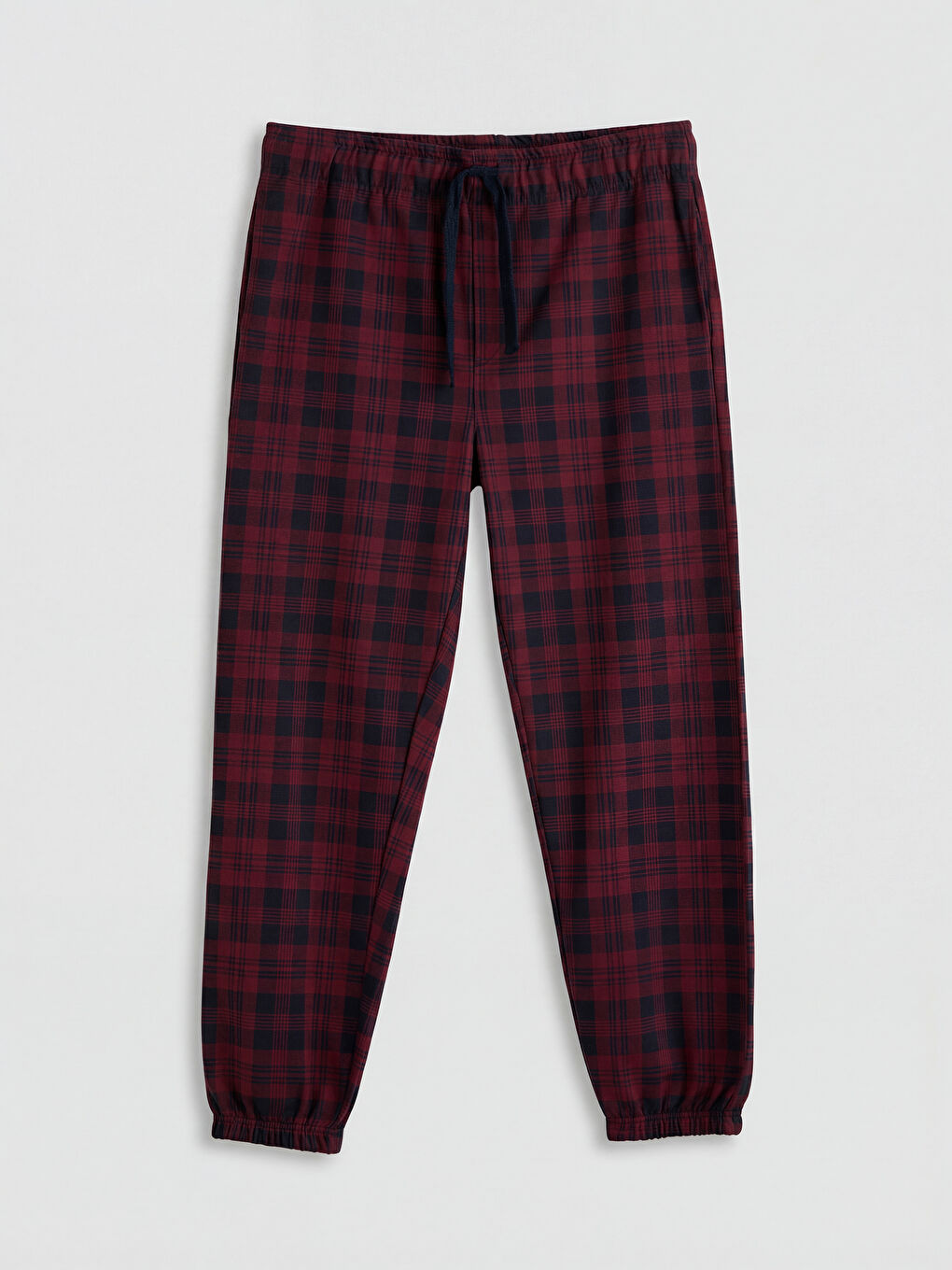 Bordo Standart Kalıp Ekose Erkek Pijama Alt