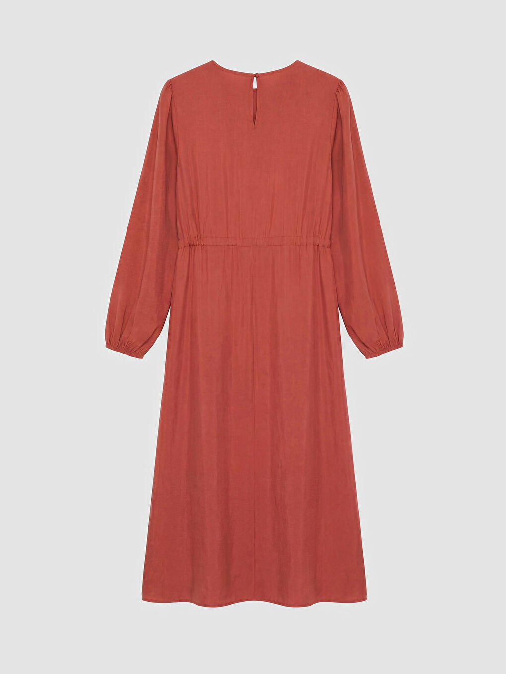 Kahverengi Bisiklet Yaka Belden Oturtmalı Elbise-1