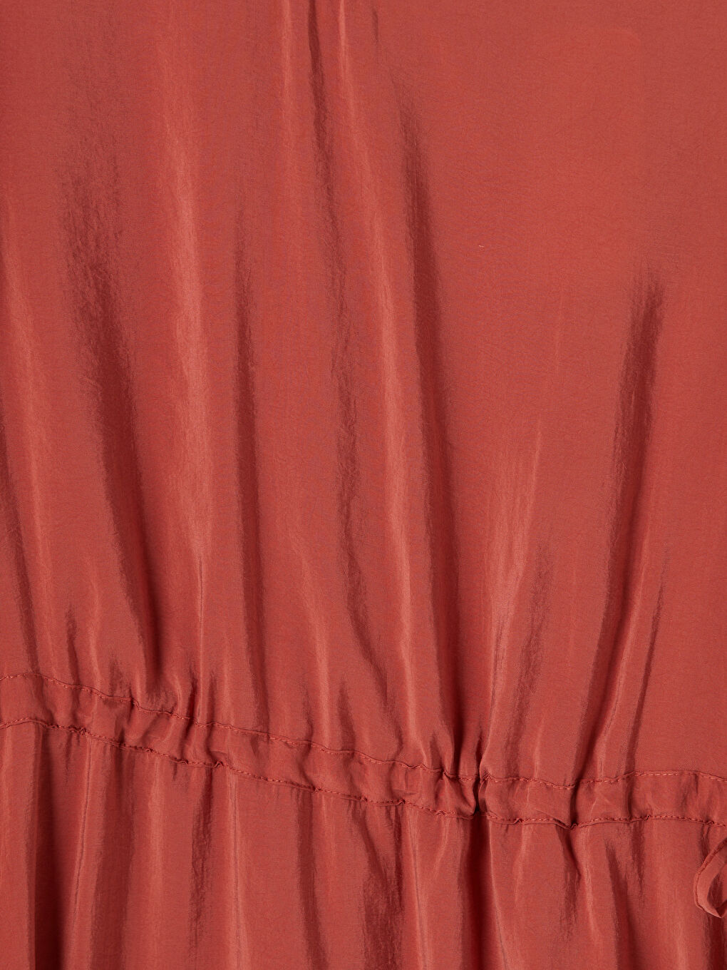 Kahverengi Bisiklet Yaka Belden Oturtmalı Elbise-2