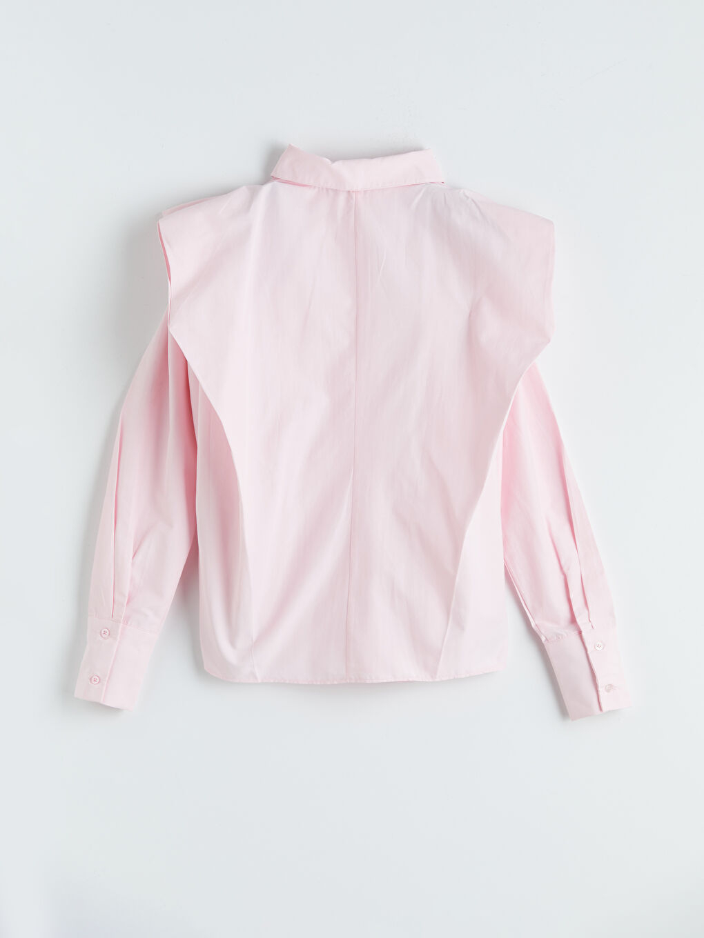 Pembe Omuzları Volanlı Kadın Gömlek-4