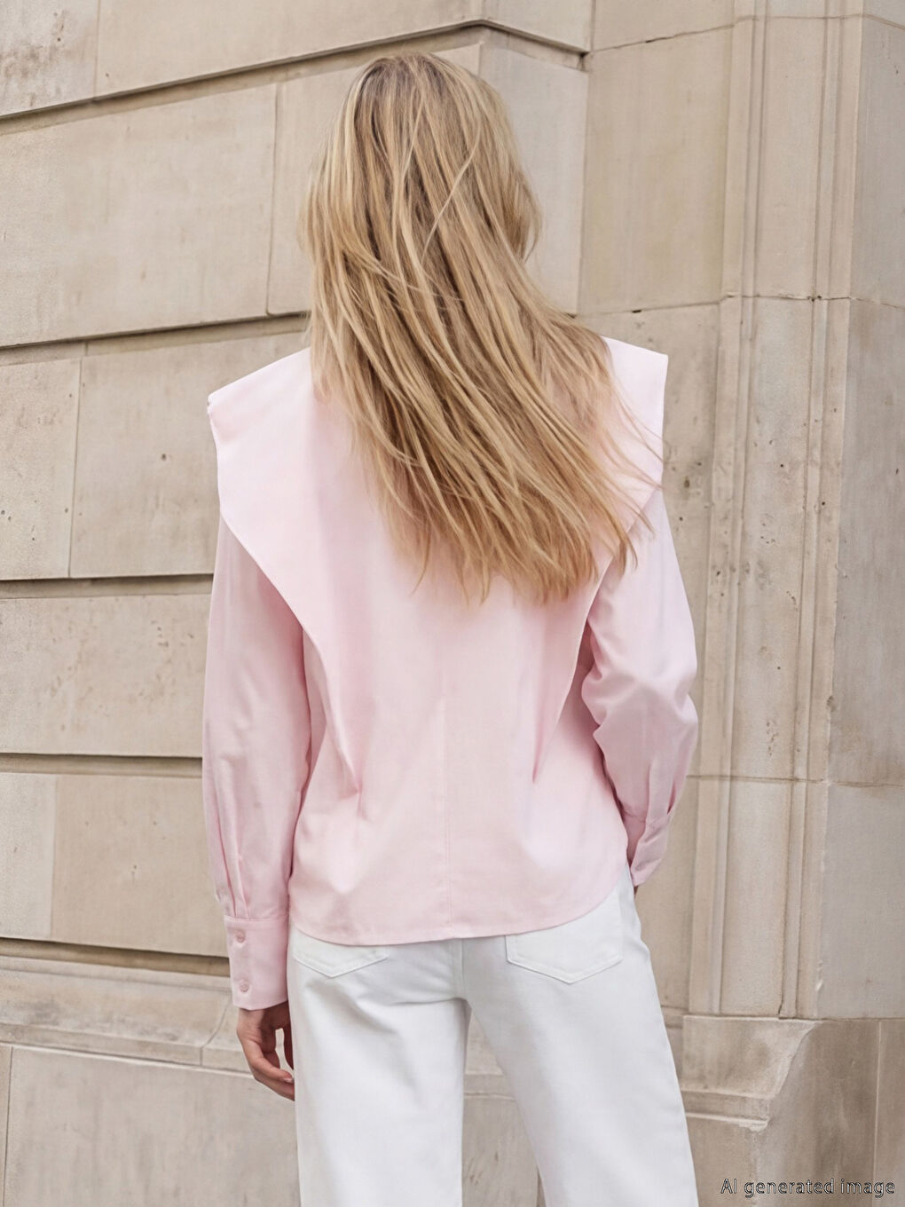Pembe Omuzları Volanlı Kadın Gömlek-2
