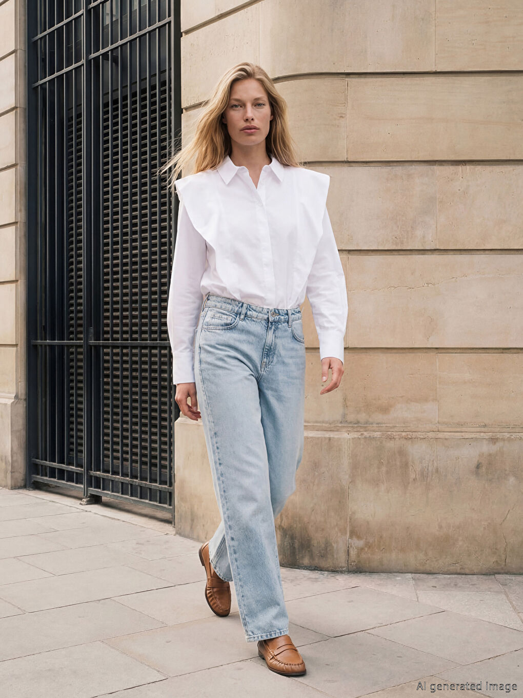 Beyaz Omuzları Volanlı Kadın Gömlek-1