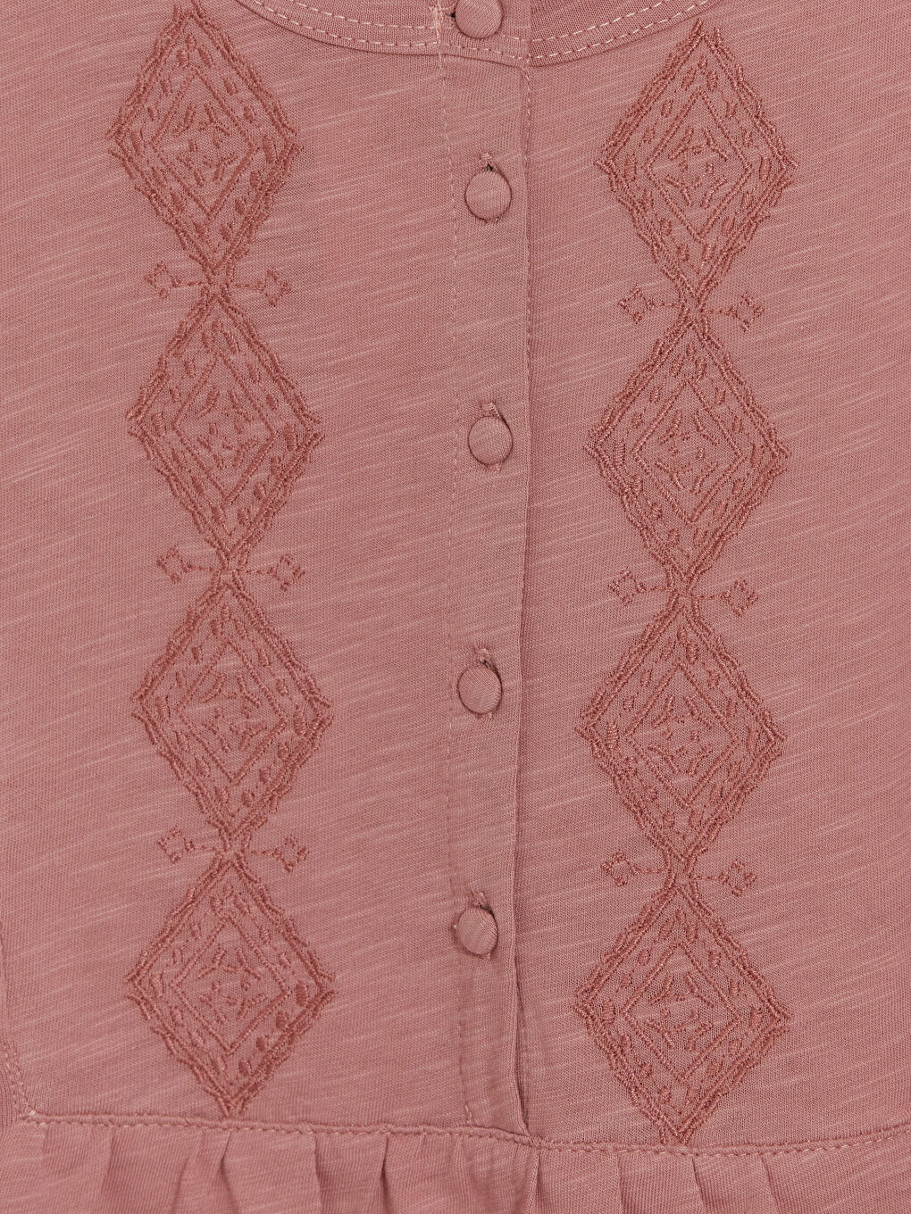 Pembe Bisiklet Yaka Nakışlı Büzgülü Bluz-2