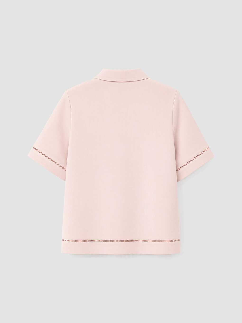 Pembe Kısa Kollu Kadın Gömlek-2