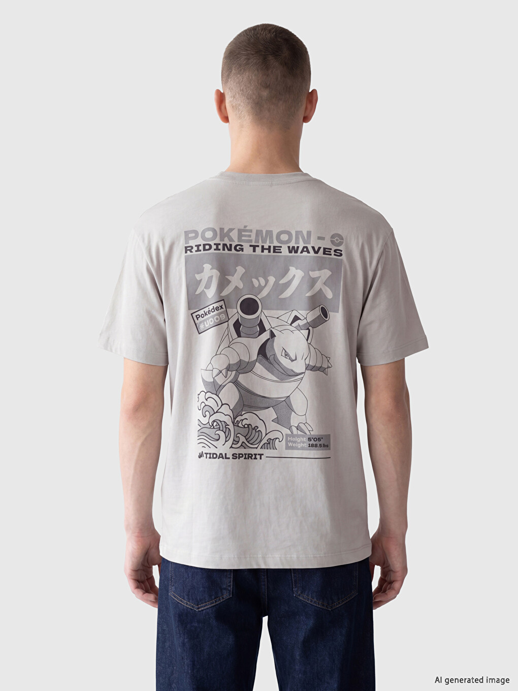 Crew Neck Pokemon Printed Men's T-Shirt-3