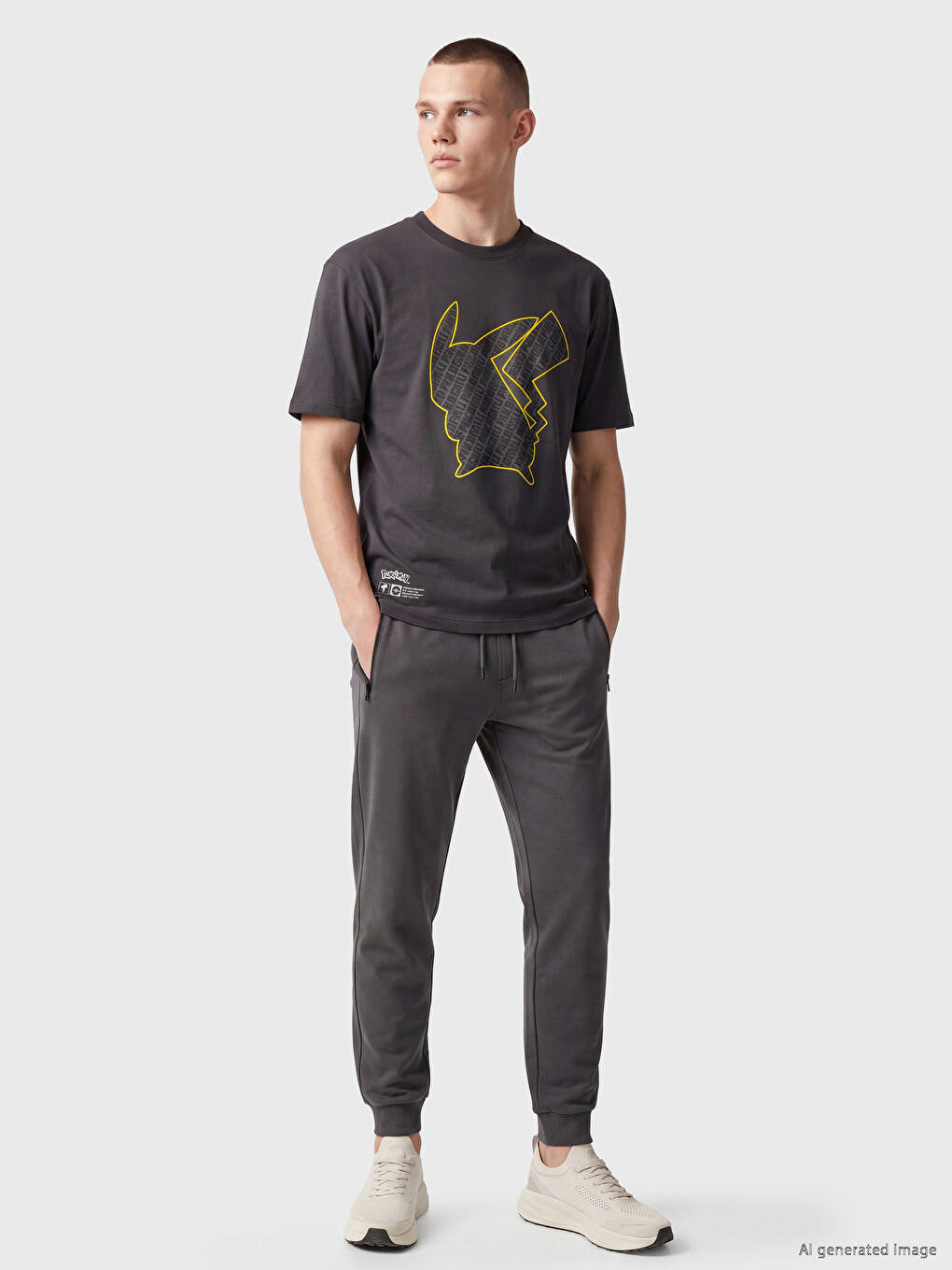Crew Neck Pokémon Printed Men's T-Shirt-1