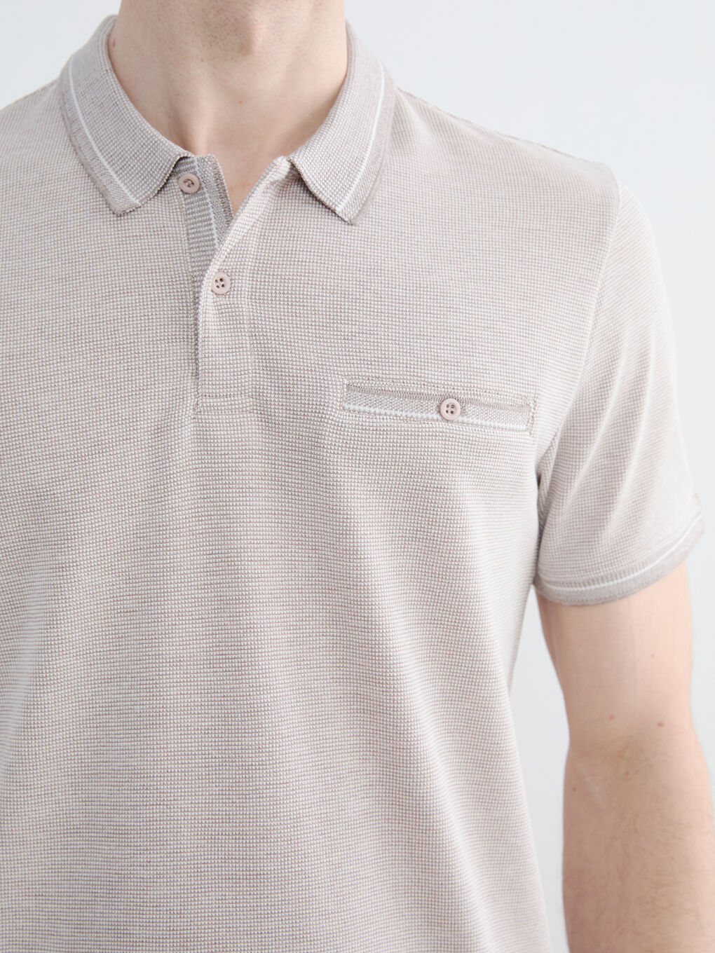 Bej Polo Yaka Erkek Tişört-2