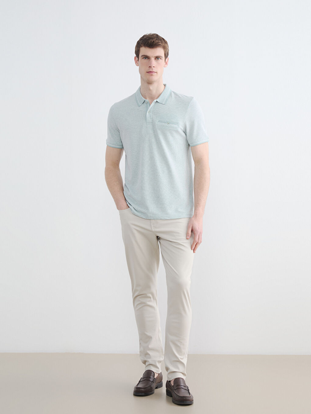 Yeşil Polo Yaka Erkek Tişört-1