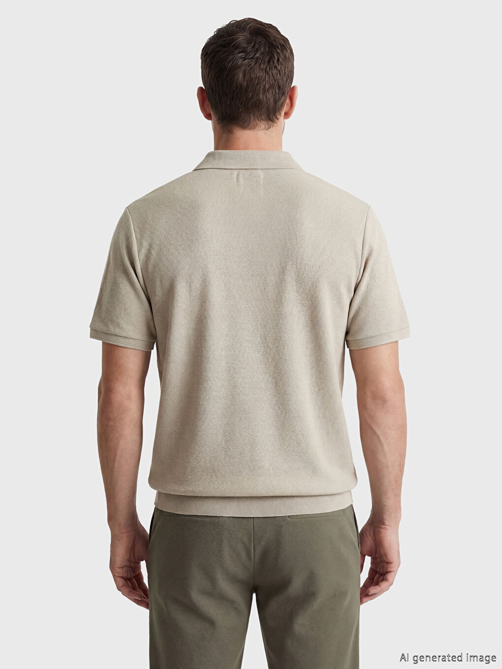 Bej Polo Yaka Erkek Tişört-2