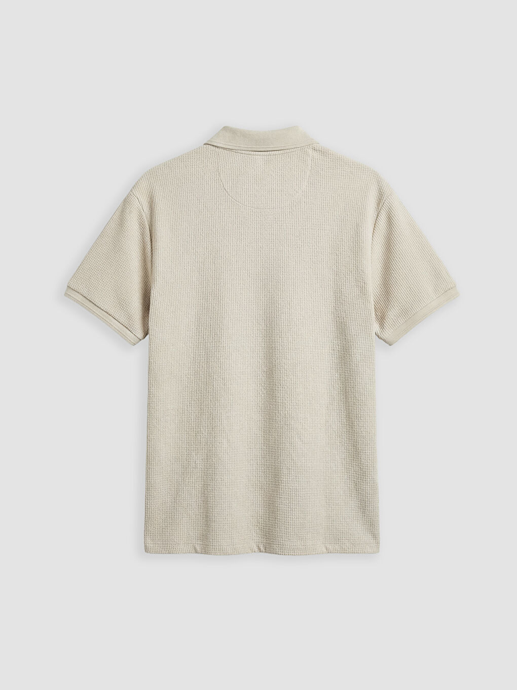 Bej Polo Yaka Dokulu Erkek Tişört-1