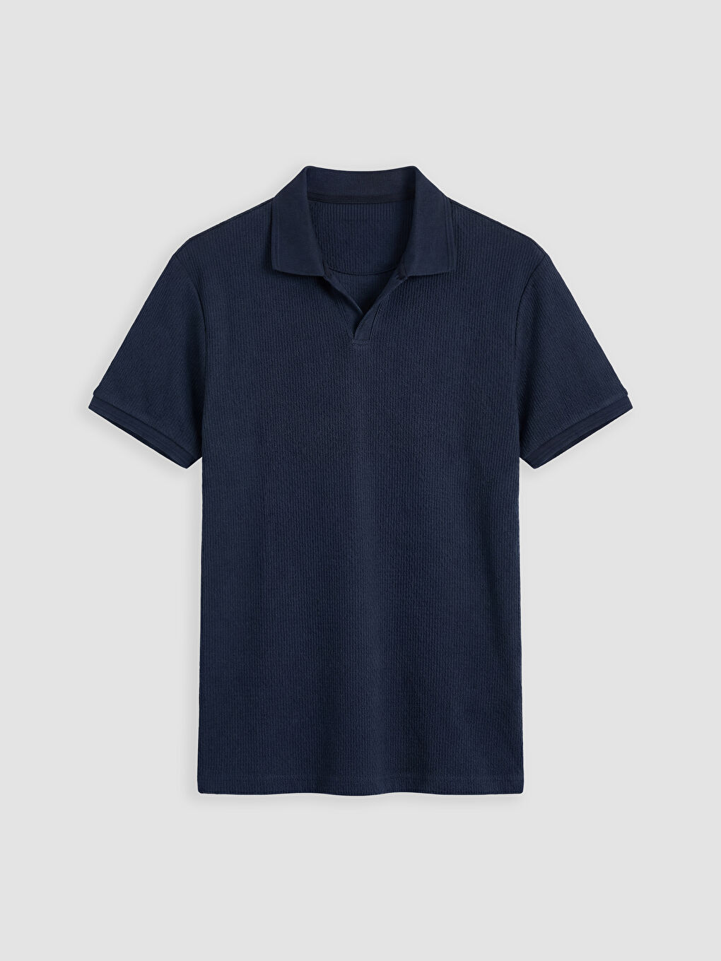 Lacivert Polo Yaka Dokulu Erkek Tişört-0