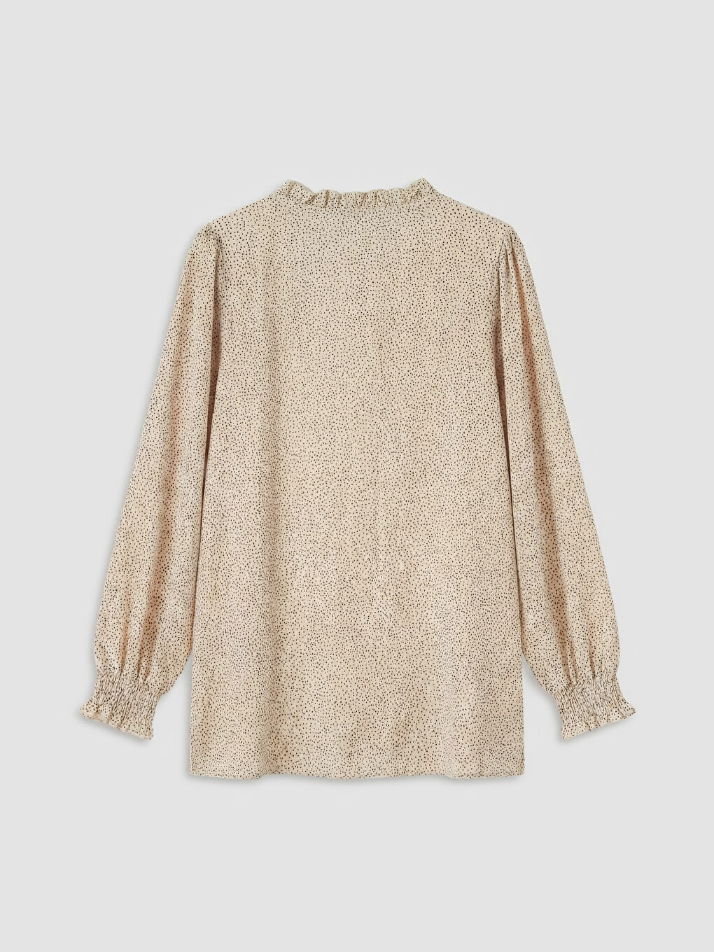Bej Bağlama Yaka Puantiyeli Kadın Tunik-1