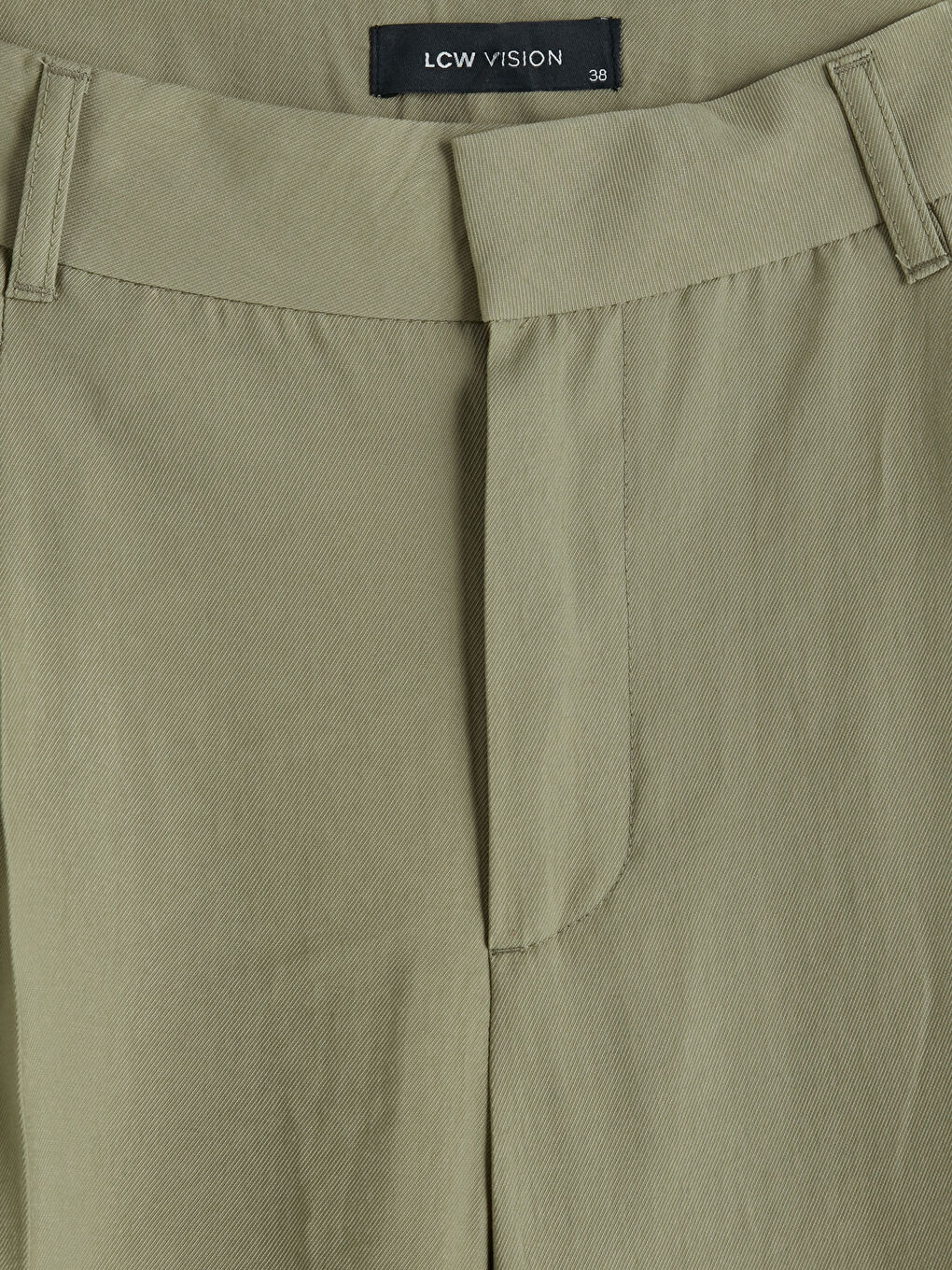 Haki Yüksek Bel Geniş Paça Kadın Kumaş Pantolon-2