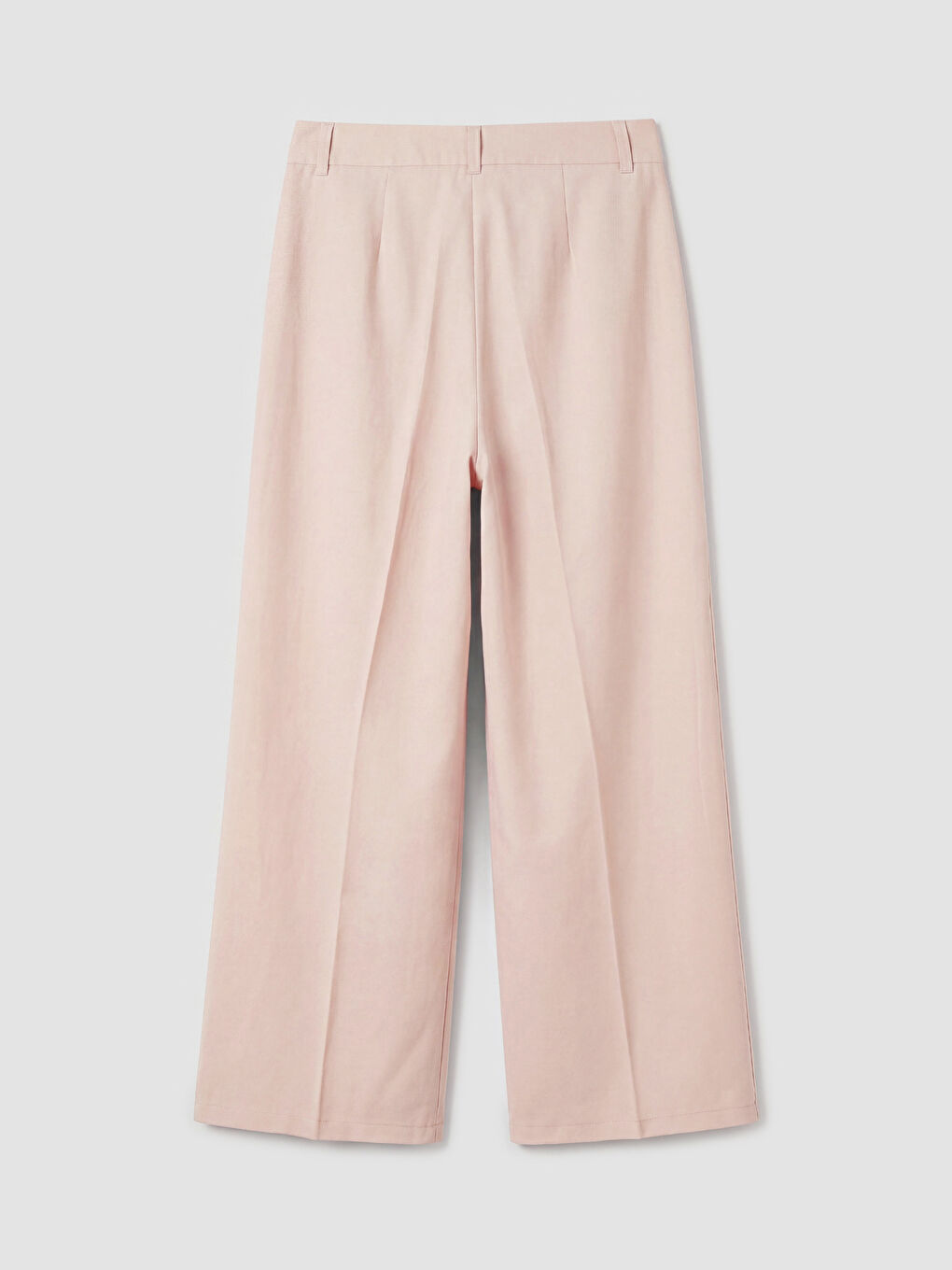 Pembe Yüksek Bel Geniş Paça Kadın Kumaş Pantolon-1