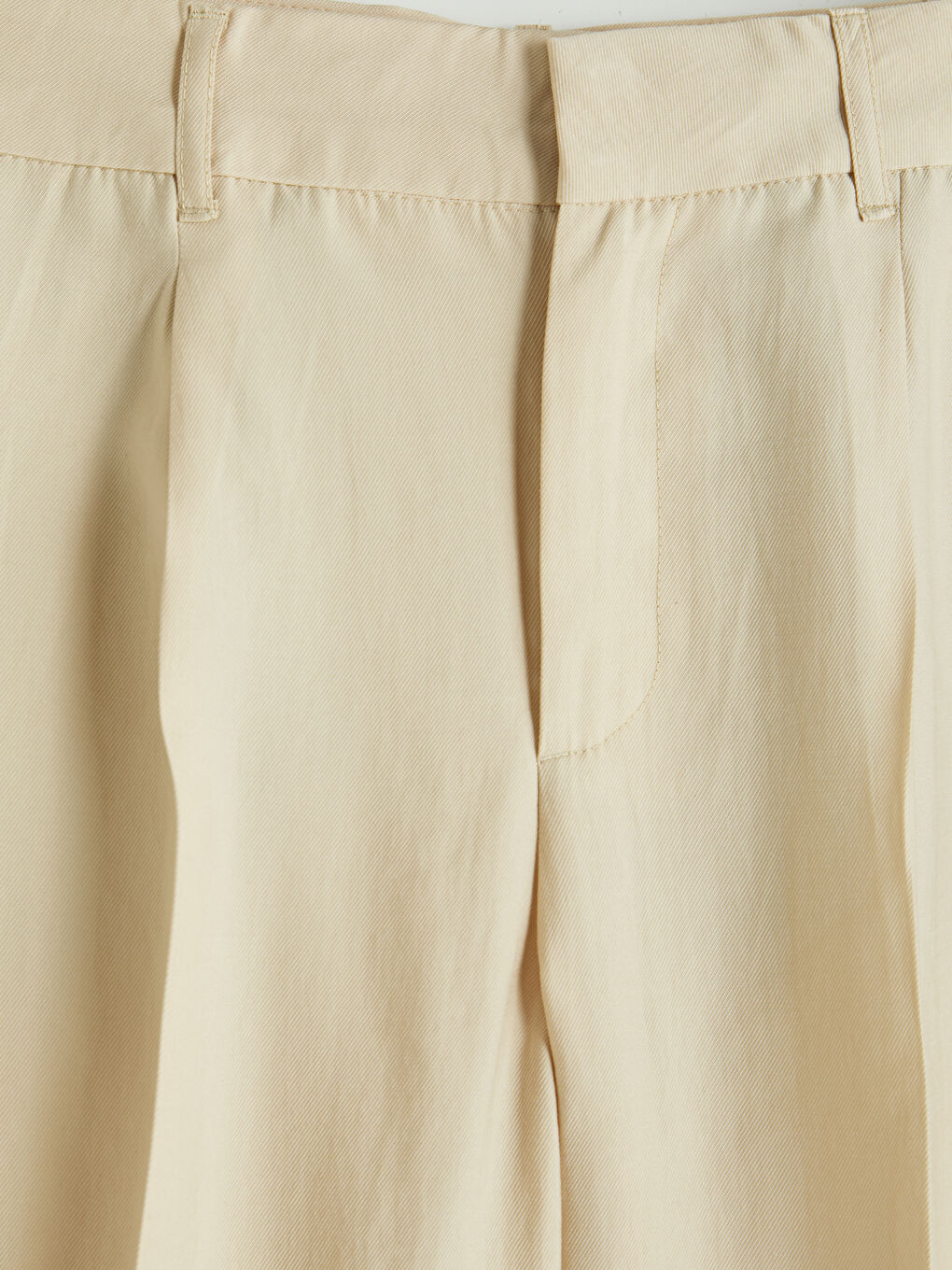 Bej Yüksek Bel Geniş Paça Kadın Kumaş Pantolon-2