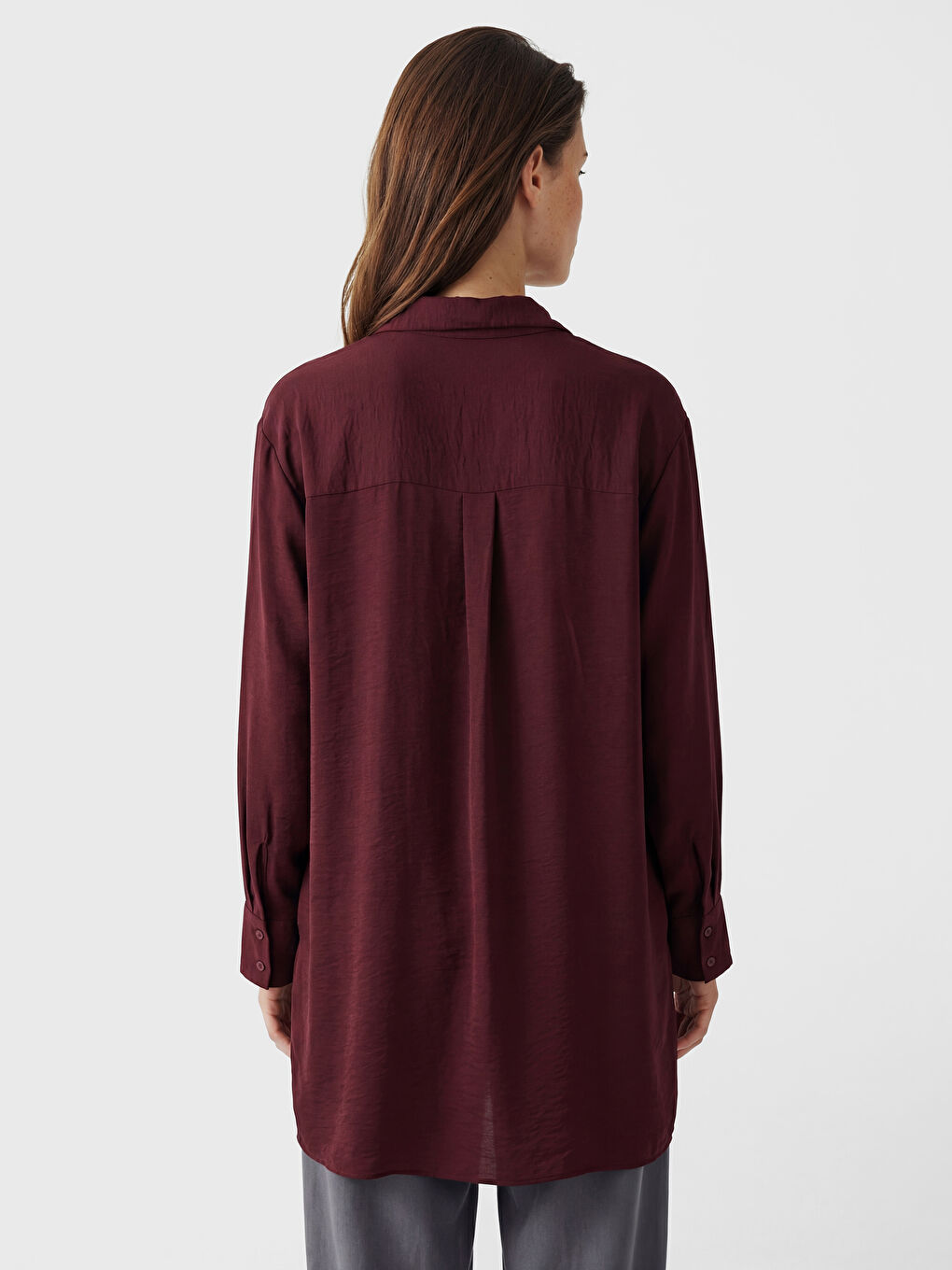 Bordo Kadın Gömlek Tunik-3