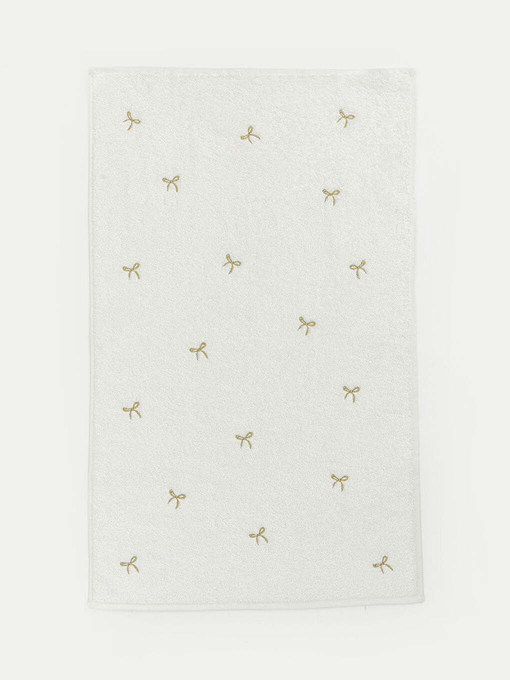 Beyaz Fiyonk Nakışlı Yüz Havlusu 50x80 cm-1