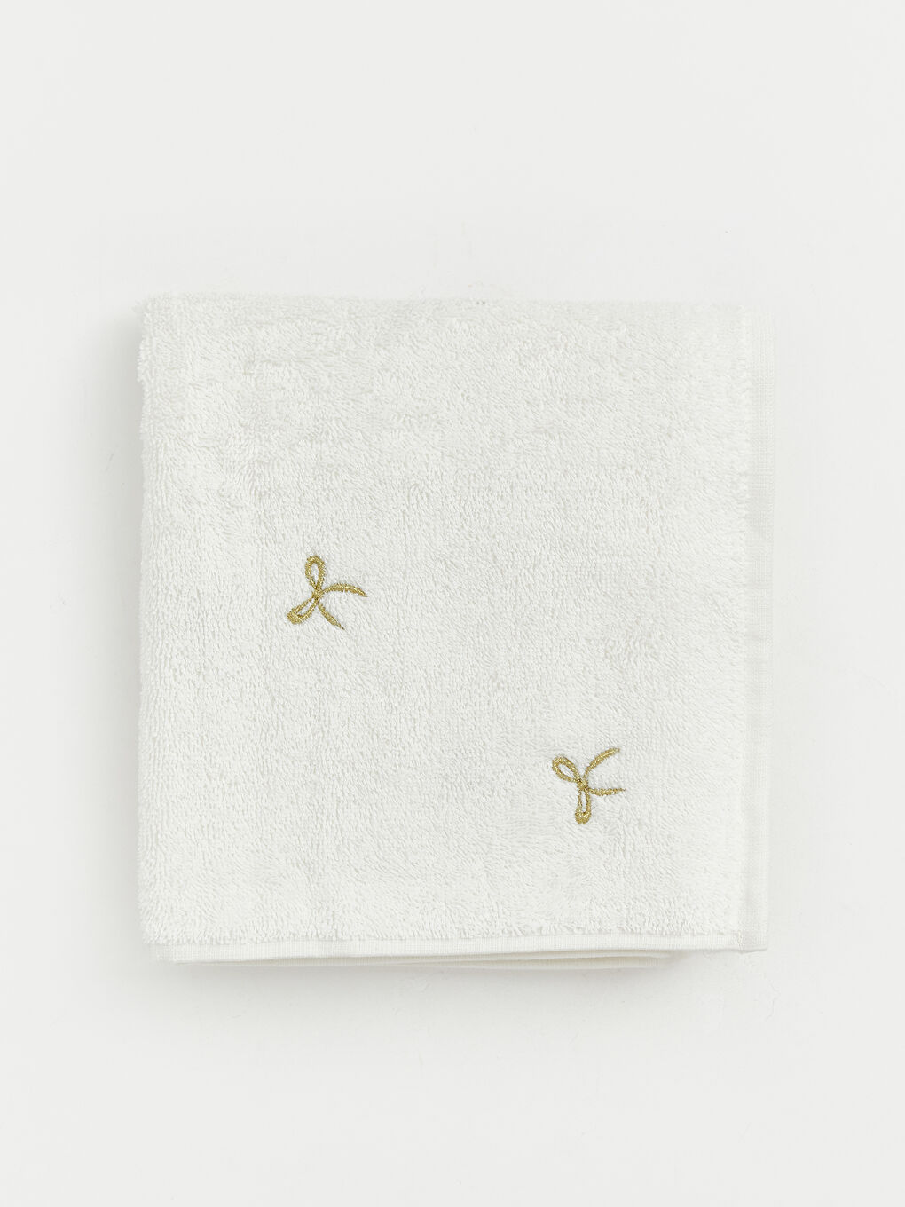 Beyaz Fiyonk Nakışlı Yüz Havlusu 50x80 cm-2