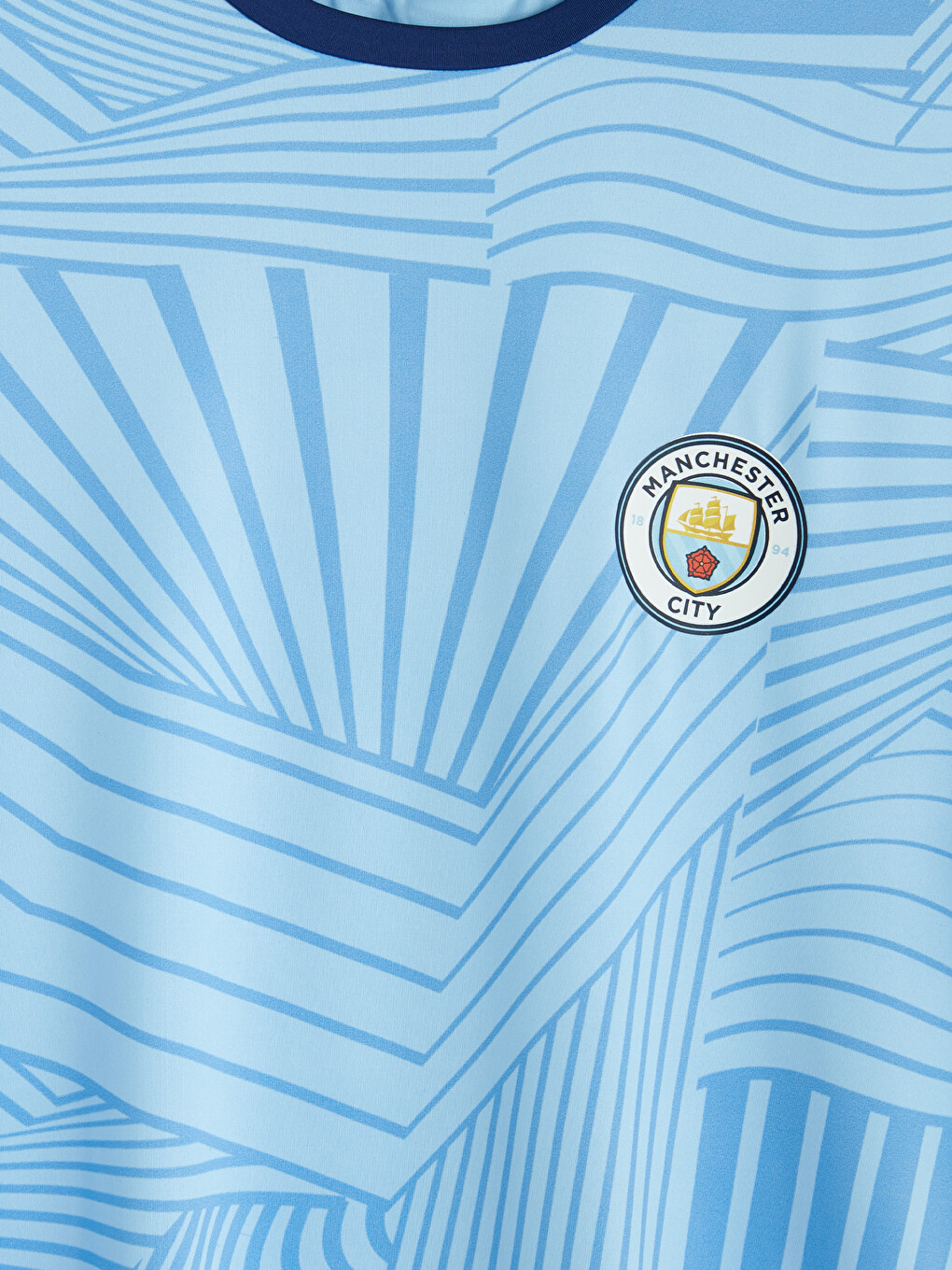 Mavi Bisiklet Yaka Manchester City Baskılı Erkek Spor Tişört-3