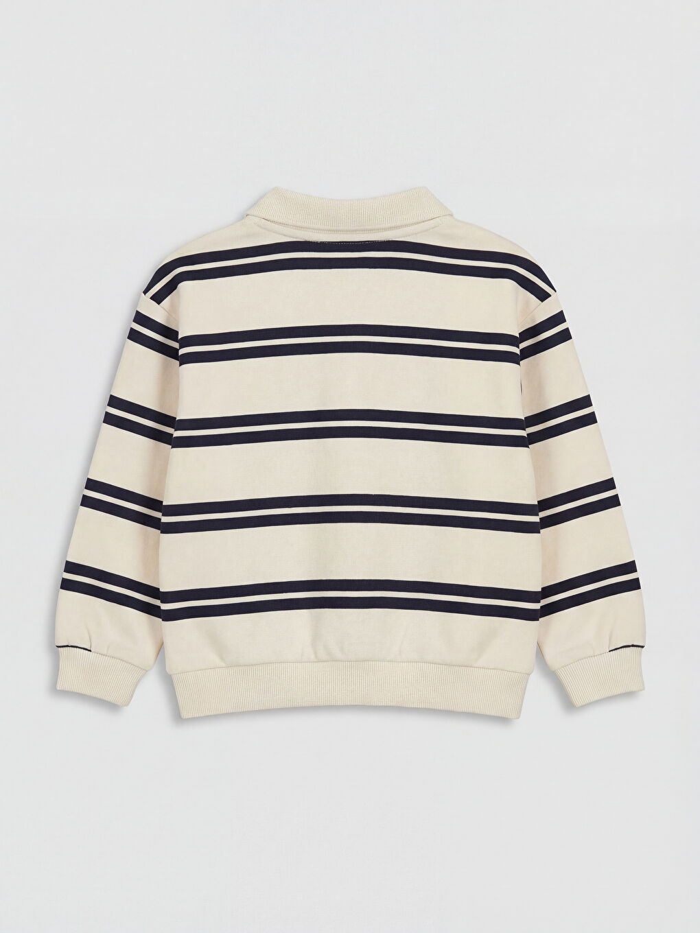Lacivert Polo Yaka Çizgili Erkek Çocuk Sweatshirt-1