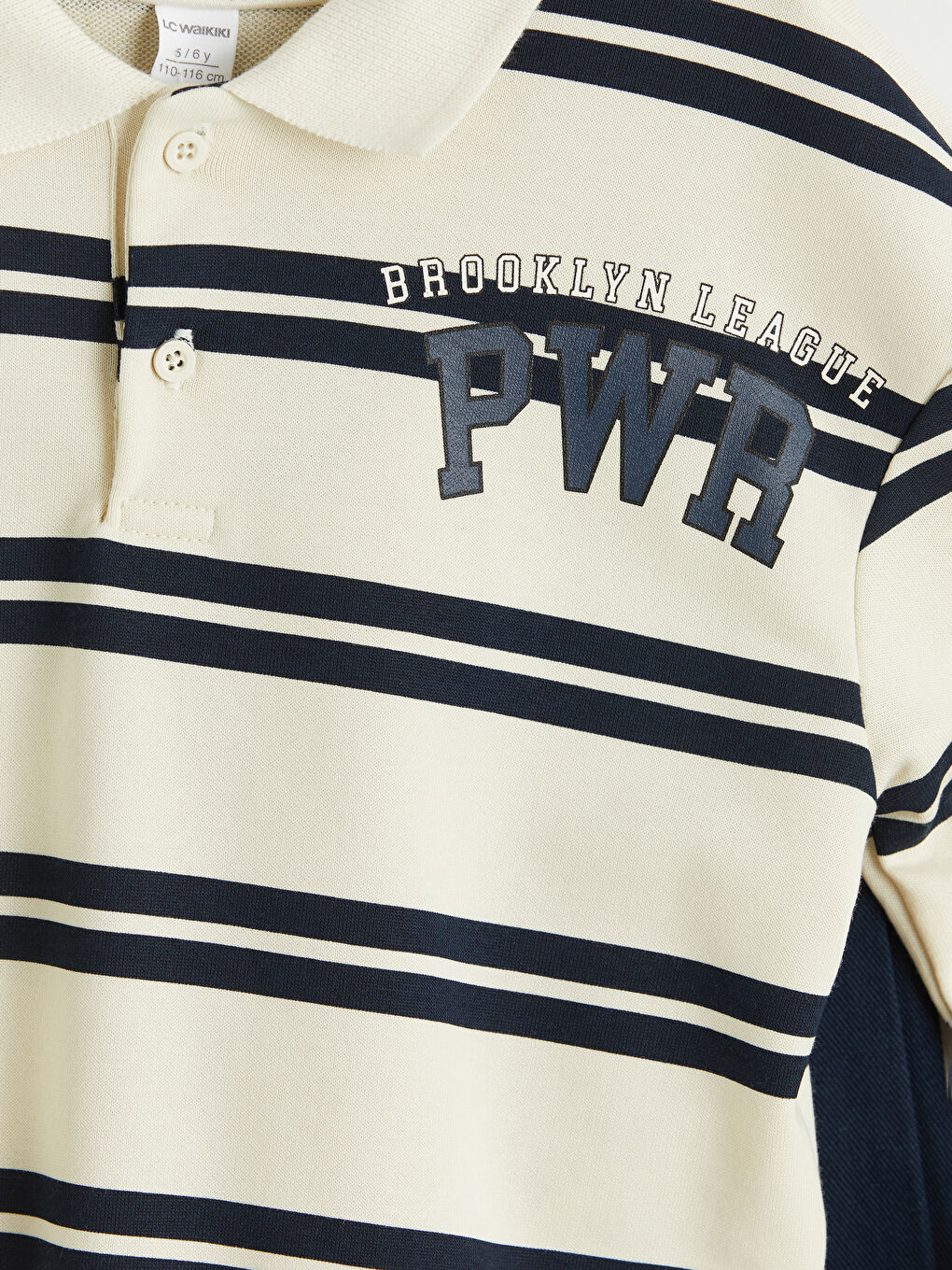 Lacivert Polo Yaka Çizgili Erkek Çocuk Sweatshirt-2