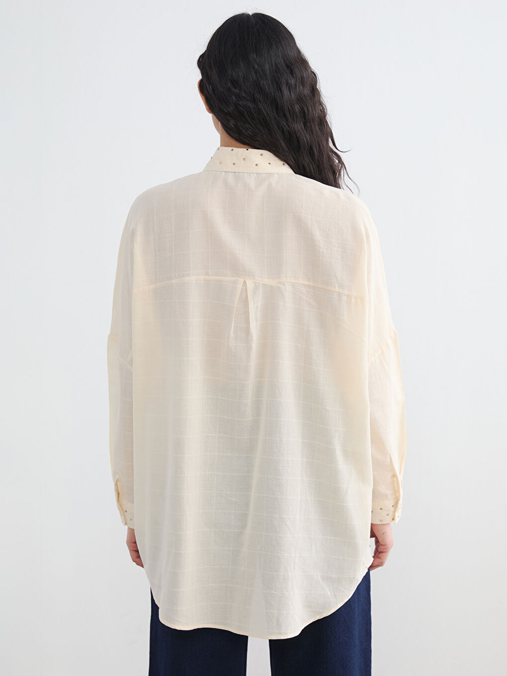 Sarı Taşlı Oversize Kadın Gömlek Tunik-3