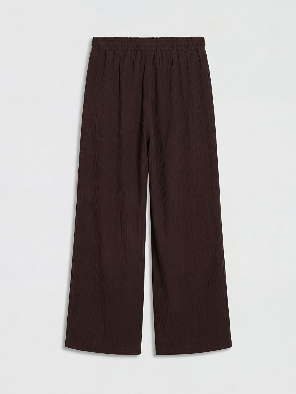 Kahverengi Beli Lastikli Geniş Paça Kadın Pantolon-1