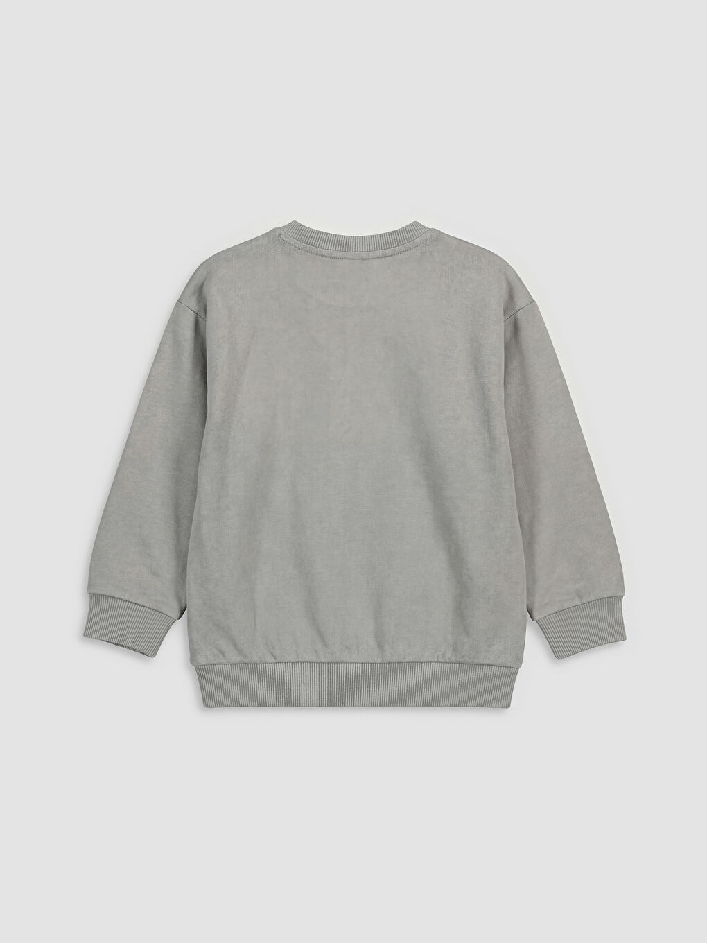 Gri Bisiklet Yaka Baskılı Erkek Çocuk Sweatshirt-1