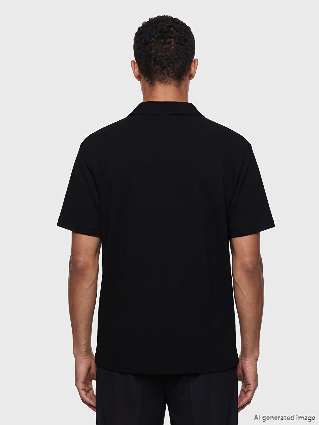 Siyah Polo Yaka Erkek Tişört-3