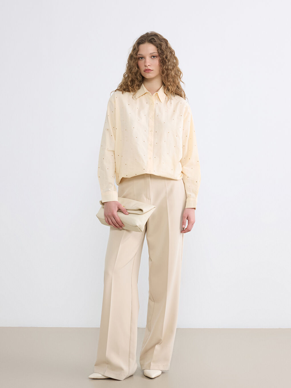 Sarı Taşlı Kadın Gömlek Tunik-1