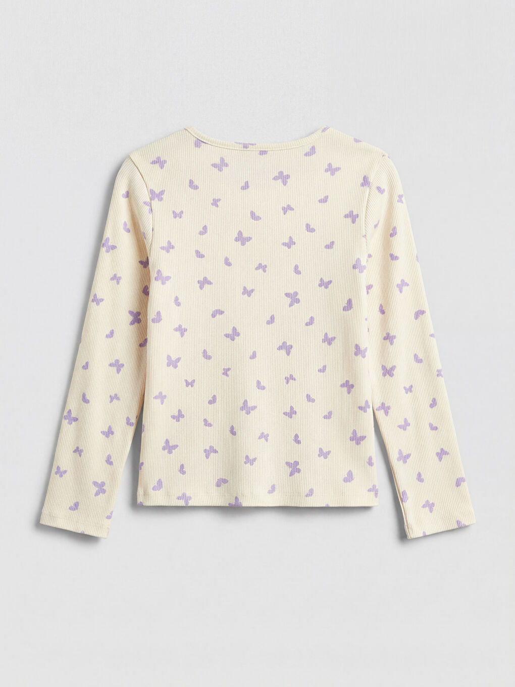 Lila Bisiklet Yaka Nakışlı Kız Çocuk Tişört 2'li-4