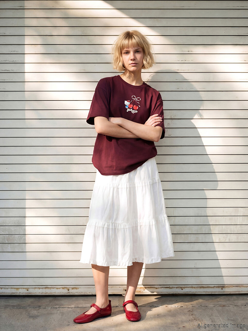 Mürdüm Hello Kitty Baskılı Kız Çocuk Tişört