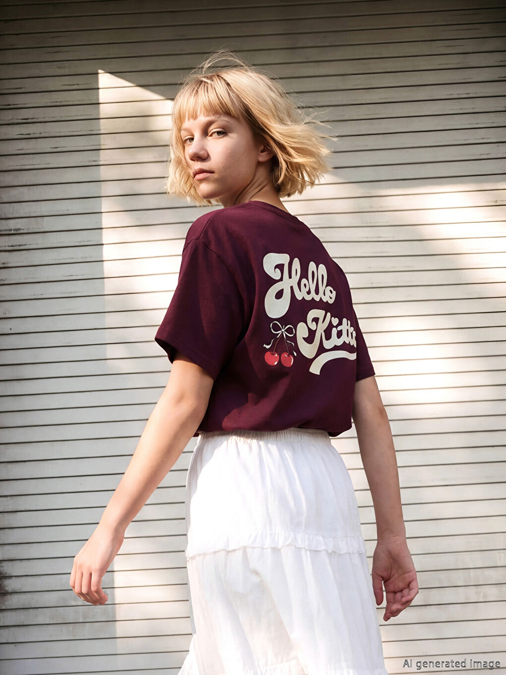 Mürdüm Hello Kitty Baskılı Kız Çocuk Tişört-1