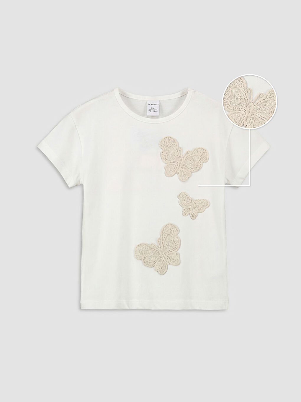 Butterfly Embroidered Girls' T-Shirt