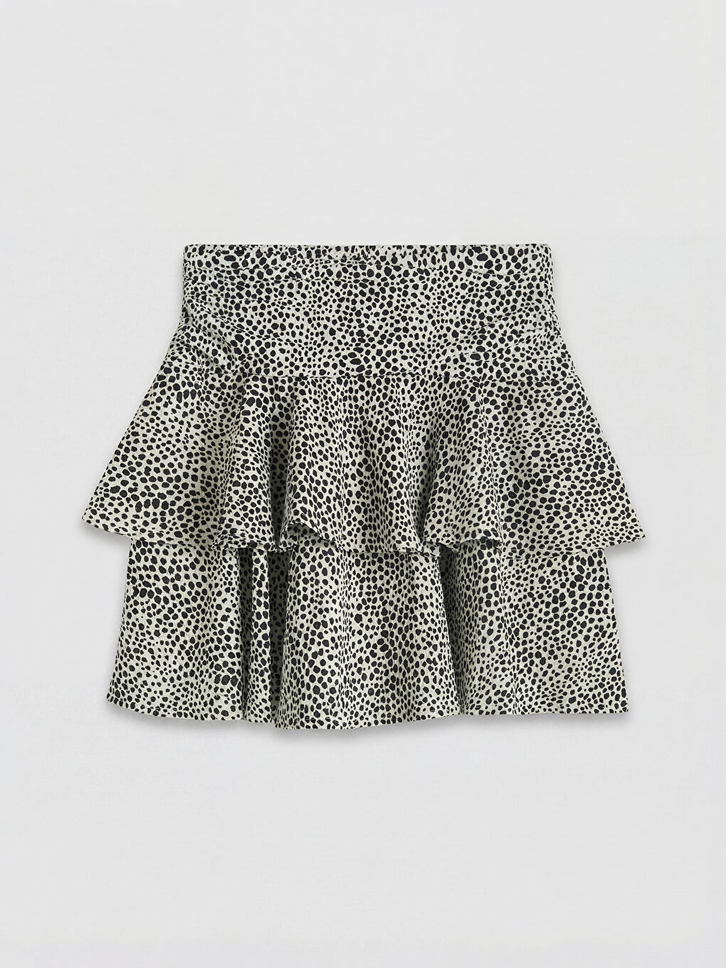 Siyah Dalmaçya Desenli Pileli Katkat Mini Etek