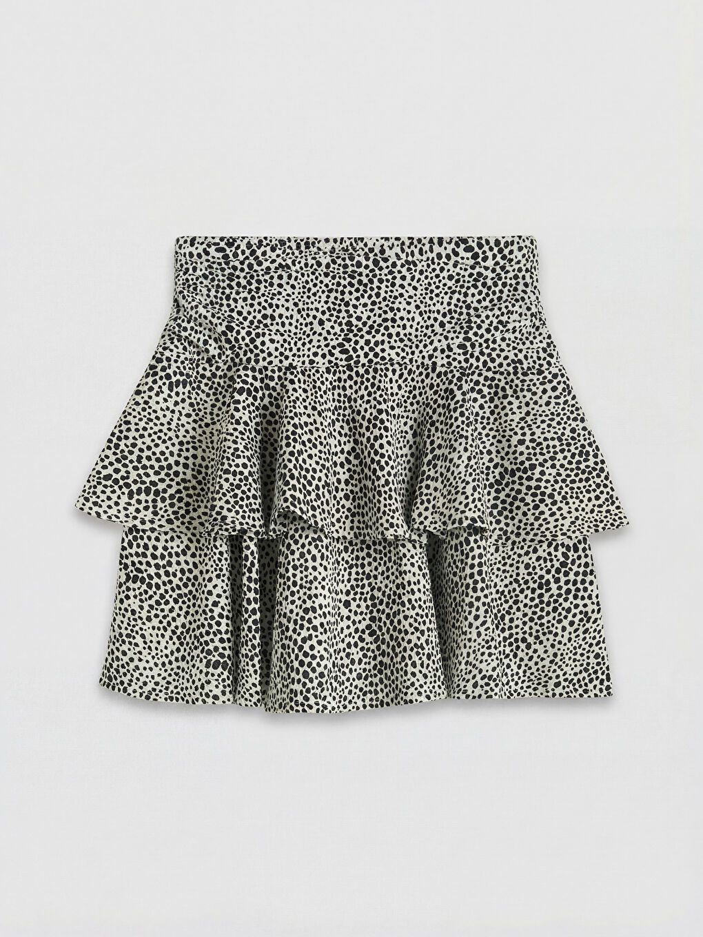 Siyah Dalmaçya Desenli Pileli Katkat Mini Etek-1