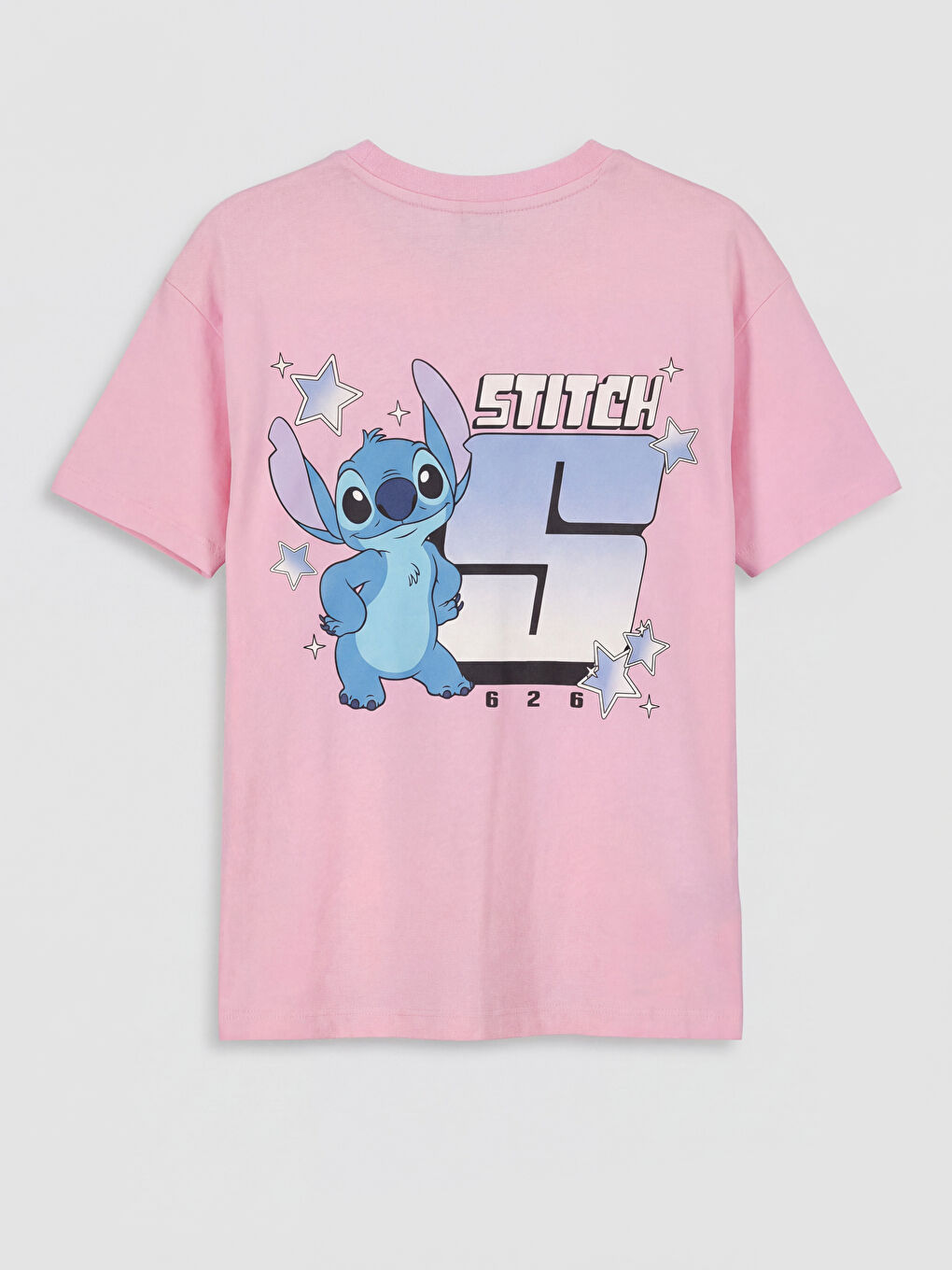 Pembe Stitch Baskılı Kız Çocuk Tişört-1