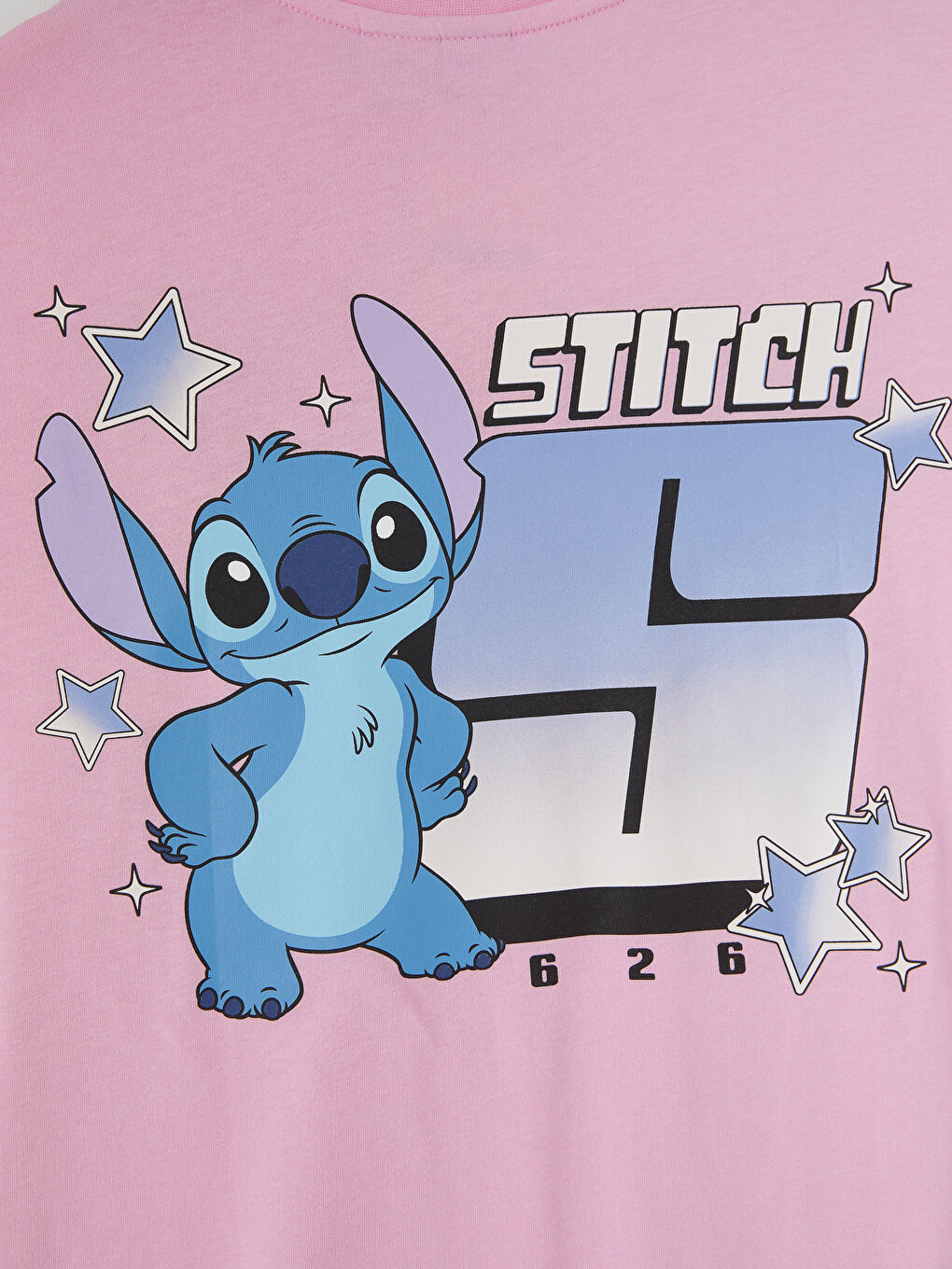 Pembe Stitch Baskılı Kız Çocuk Tişört-3