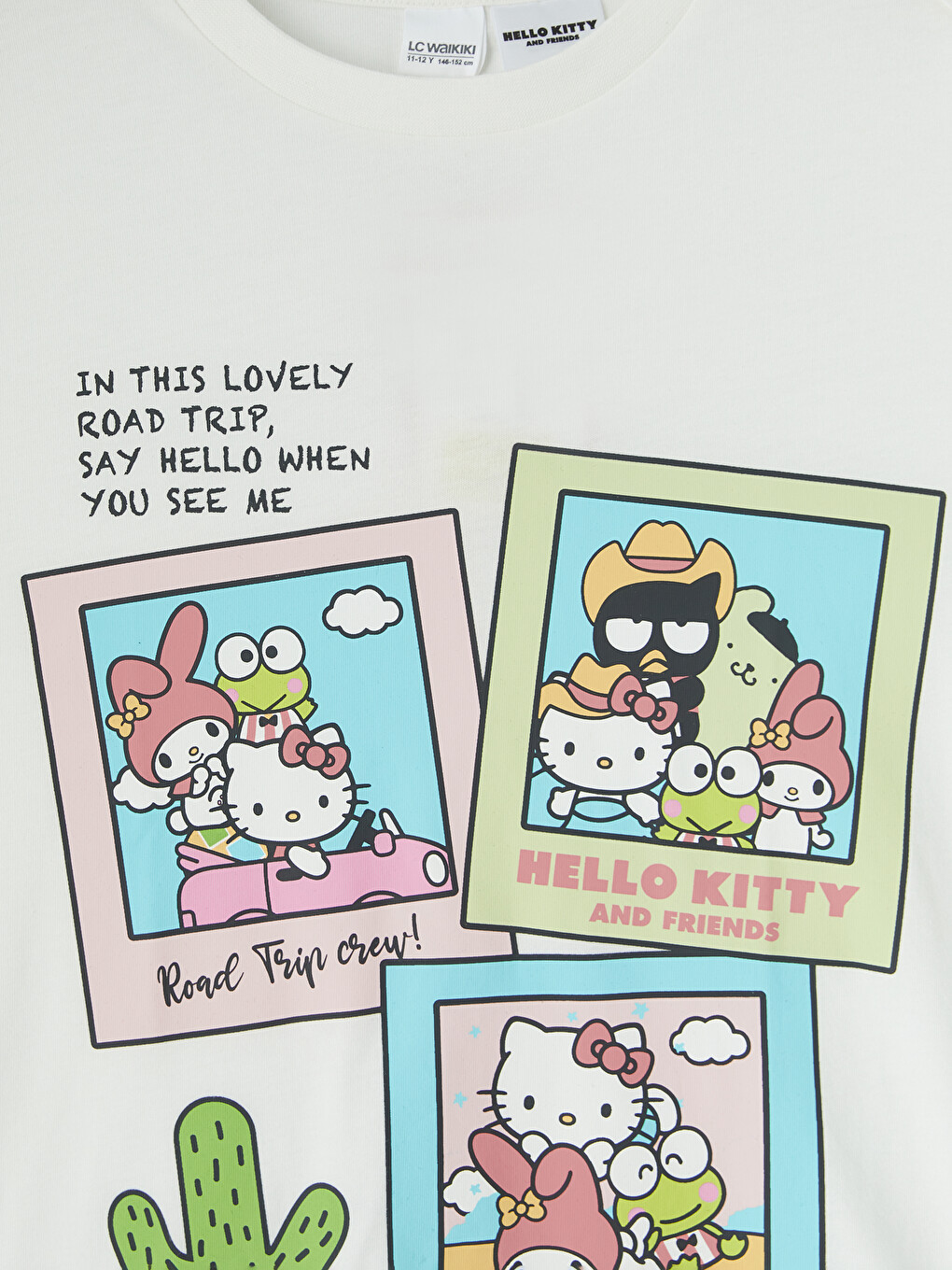Beyaz Hello Kitty Baskılı Kız Çocuk Tişört-1