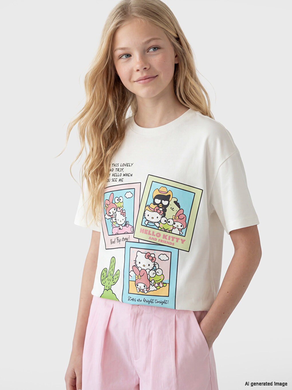 Široka Hello Kitty Štampana Majica Za Djevojčice-1