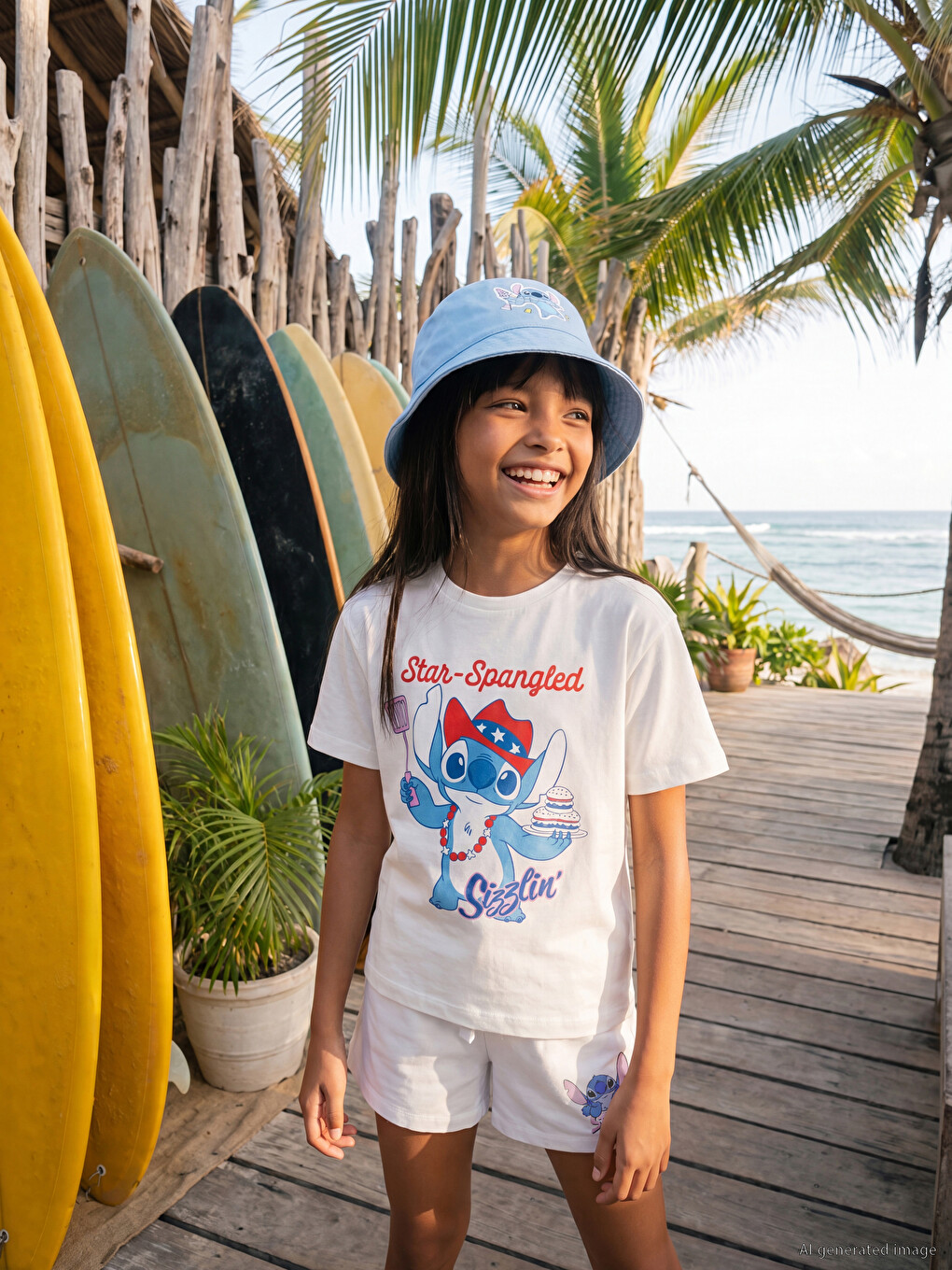T-shirt E Stampuar Stitch Për Vajza-1