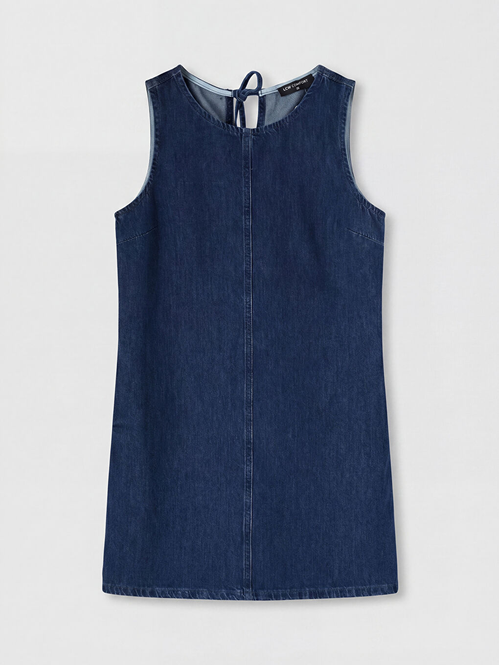 İndigo Bisiklet Yaka Mini Jean Elbise
