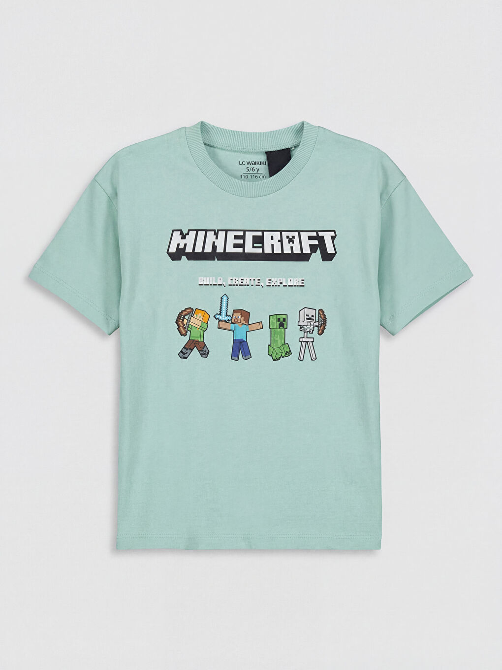 Yeşil Minecraft Baskılı Erkek Çocuk Tişört