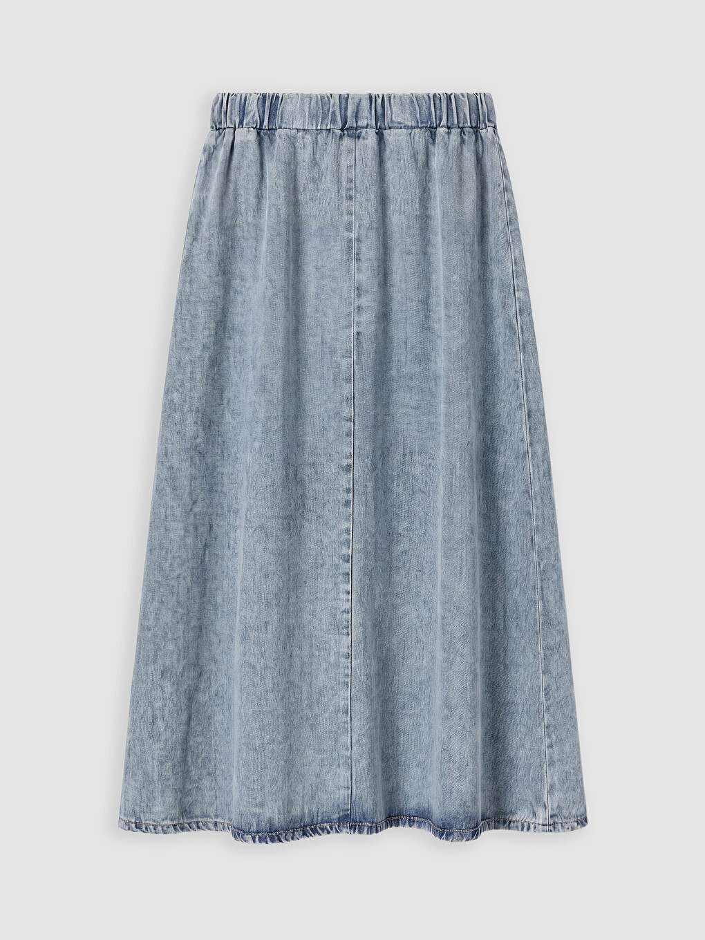İndigo Beli Lastikli Kloş Jean Etek-2